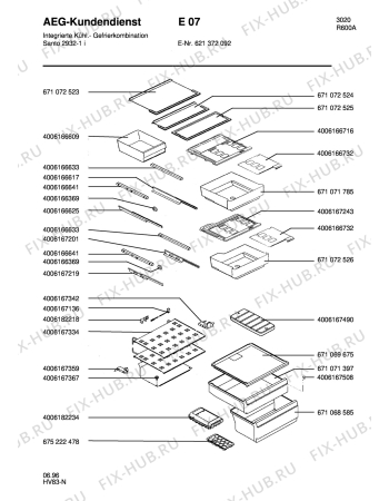 Взрыв-схема холодильника Aeg SAN2932-1 I - Схема узла Internal parts freezer